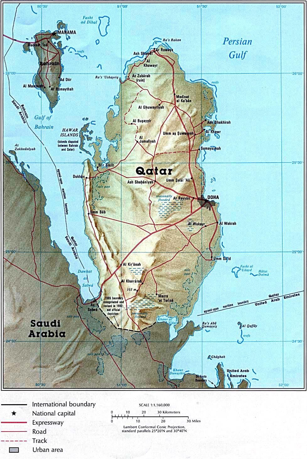 نقشہ قطر کے جسمانی