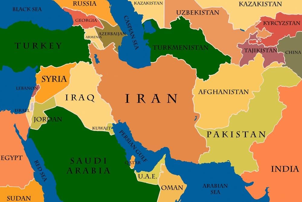 کا نقشہ قطر اور مشرق وسطی