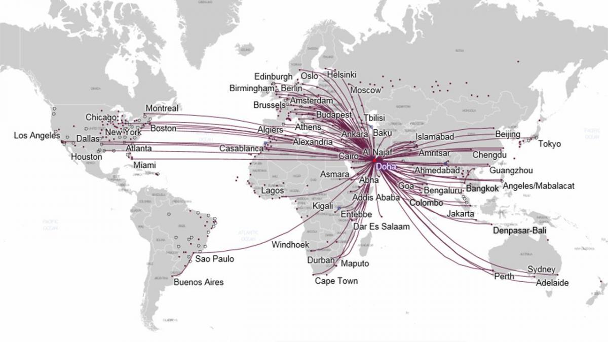 راستے کا نقشہ قطر ایئر ویز