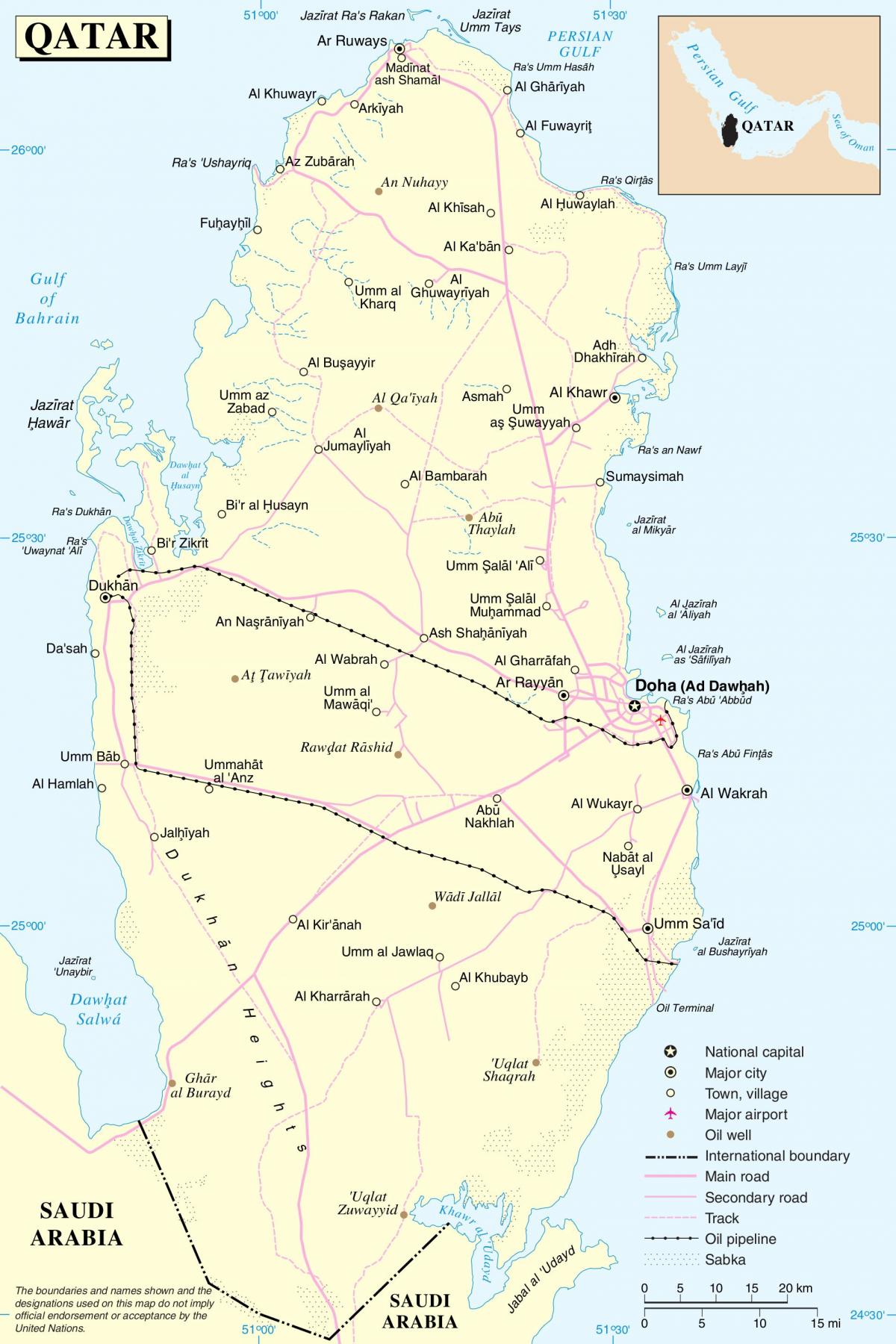 قطر سڑک کے راستے کا نقشہ