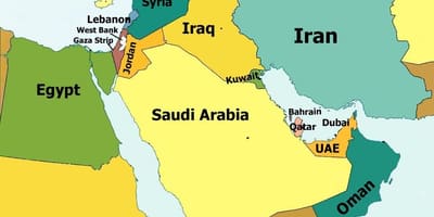 کا نقشہ قطر اور ارد گرد کے ممالک