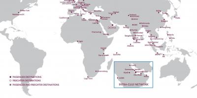 قطر ایئر ویز کے نیٹ ورک کا نقشہ